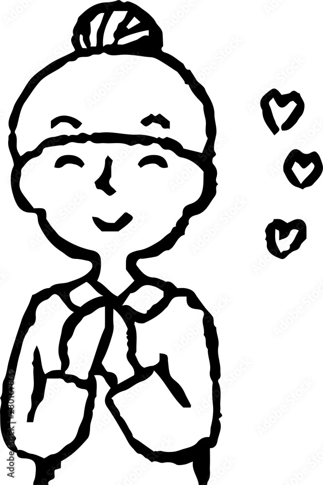 Monochrome Illustration of a Upper body of woman face and pose Monochrome Illustration of a Upper body of woman face and pose