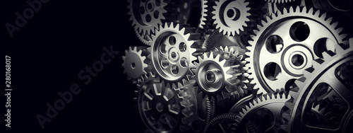 Mechanism, gears and cogs at work. Industrial machinery