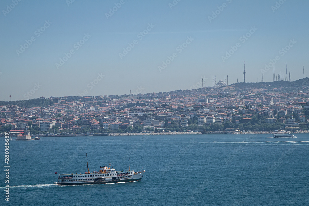 Istanbul, Turkey. Ship along the coast of Istanbul