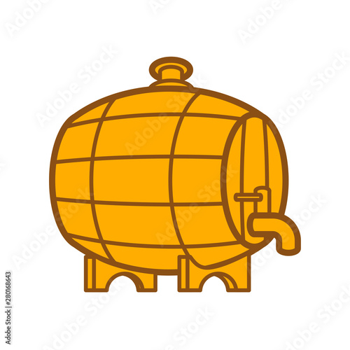Wooden barrel with tap isolated. cask vector illustration. wood keg