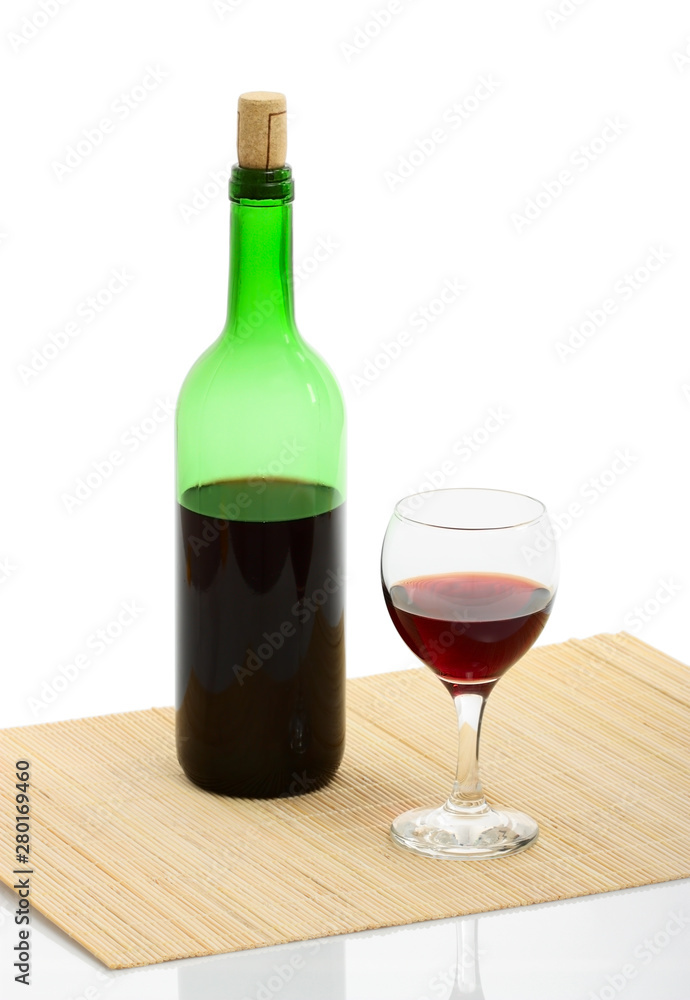 bottle and glass of red wine isolated with clipping path bottle and glass of red wine isolated with clipping path
