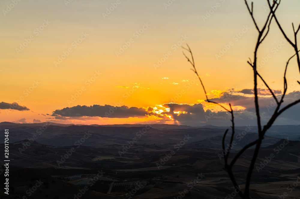 Beautiful Sunset, Mazzarino, Caltanissetta, Sicily, Italy, Europe