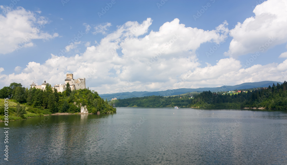 Medieval Castle on lake. Niedzica, Poland.