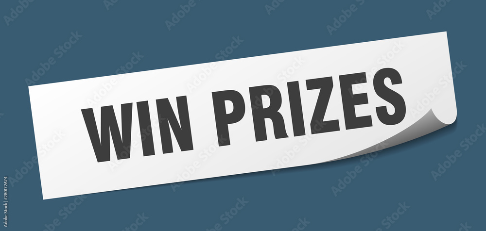 win prizes sticker. win prizes square isolated sign. win prizes