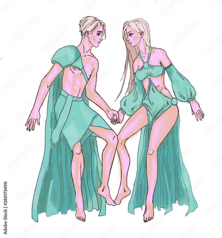 boy and girl in dresses