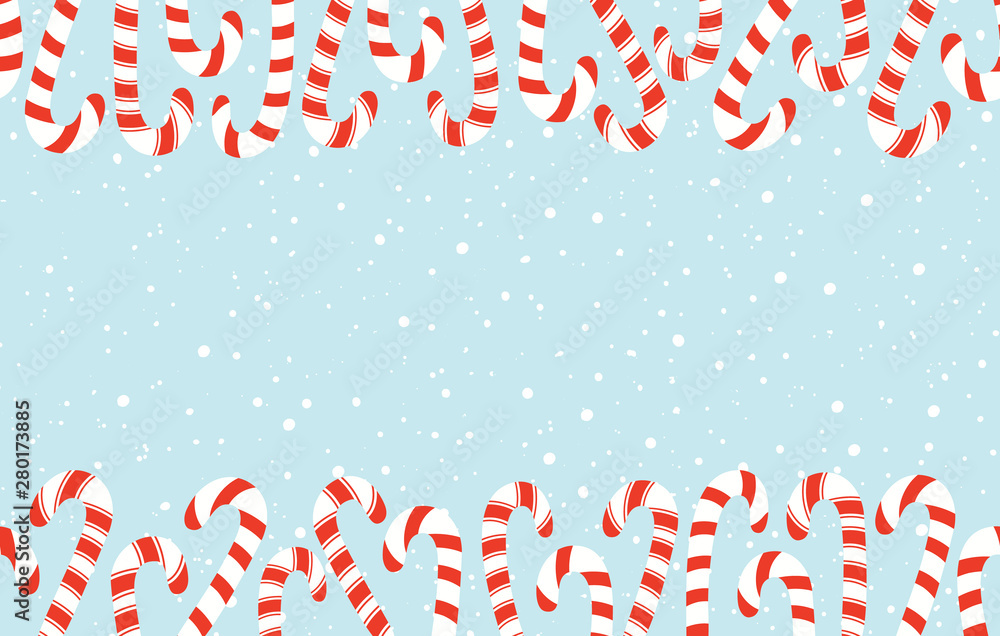 Red and White Holiday Christmas and New Year Candy Canes and Snowflakes Horizontal Vector Seamless Border Red and White Holiday Christmas and New Year Candy Canes and Snowflakes Horizontal Vector Seamless Border