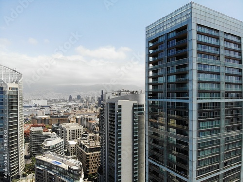 View from above on the Lebanon. Western Asia and Middle East country which is called also Lebanese Republic. Aerial photo created by drone. Beirut - big and beautiful capital.