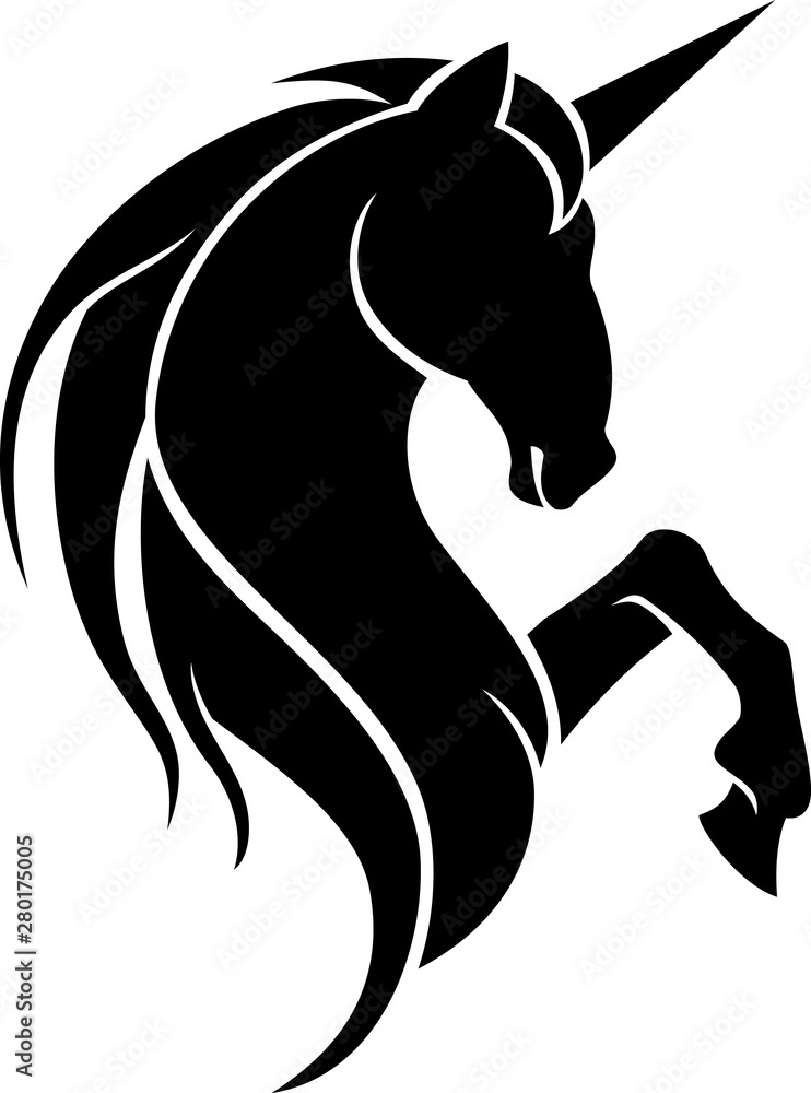 Unicorn Symbol, Bust Silhouette Stock Vector | Adobe Stock