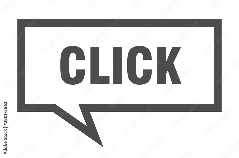 click sign. click square speech bubble. click click sign. click square speech bubble. click