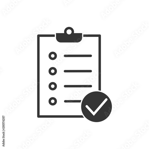 Tasks symbol vector sign isolated on white background. Simple logo vector illustration for graphic and web design. Signed approved document. Project completed.