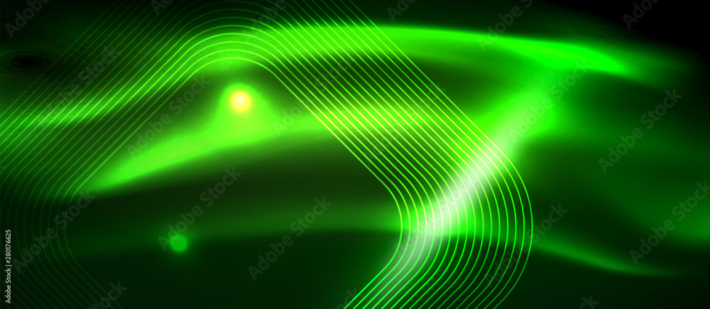 Dark background with neon glowing elements, shiny motion concept Dark background with neon glowing elements, shiny motion concept