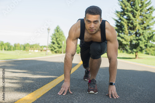 Athletic man practicing sport outdoor