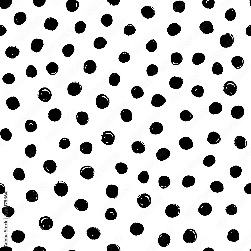 Small dots vector pattern. Hand drawn black dot pattern. Seamless Dots Pattern.