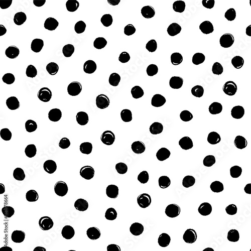 Fotobehang Kleine stippen vector patroon. Hand zwarte stip patroon. Naadloze stippen patroon.