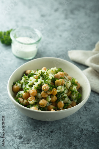 Cauliflower salad with chickpeas and herbs