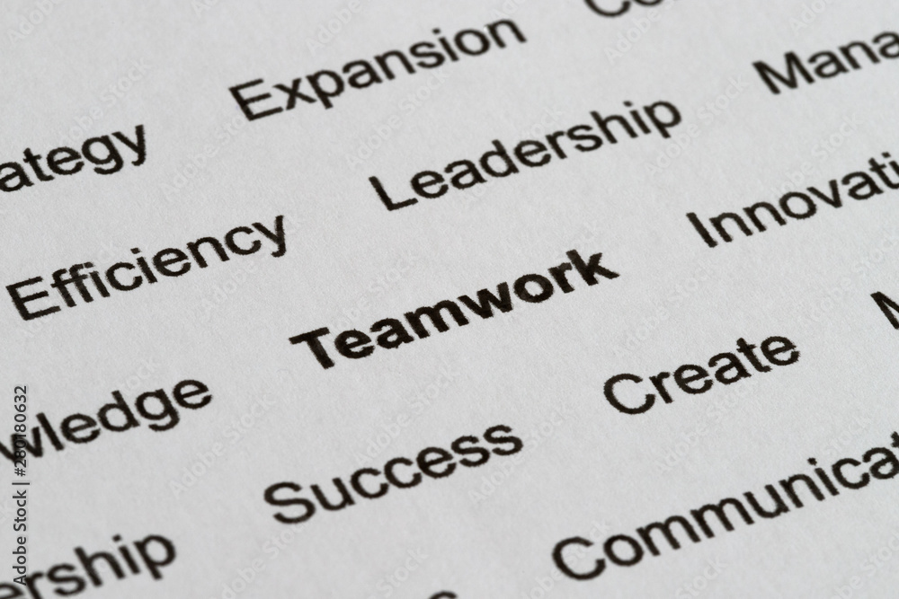 Business Management Buzzwords on Printed Paper Business Management Buzzwords on Printed Paper