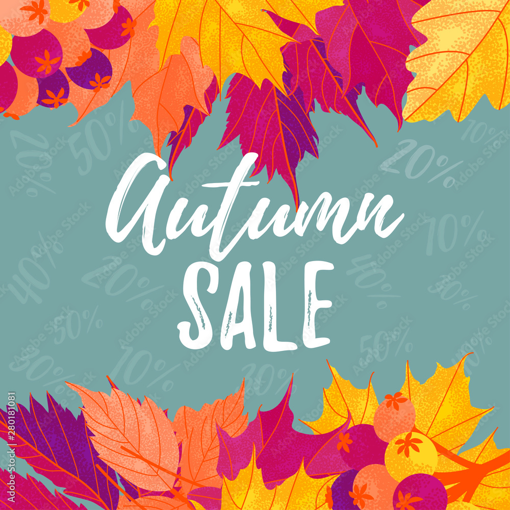 Autumn sale vector template for social networks