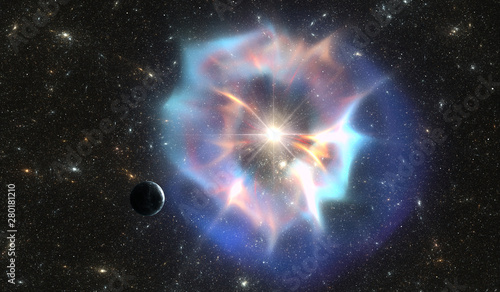 Fototapeta Naklejka Na Ścianę i Meble -  Supernova, massive star explosion. Space background