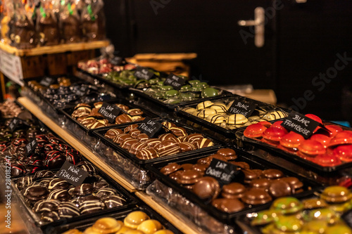 Konstfotografi exposition de bombon en chocolat