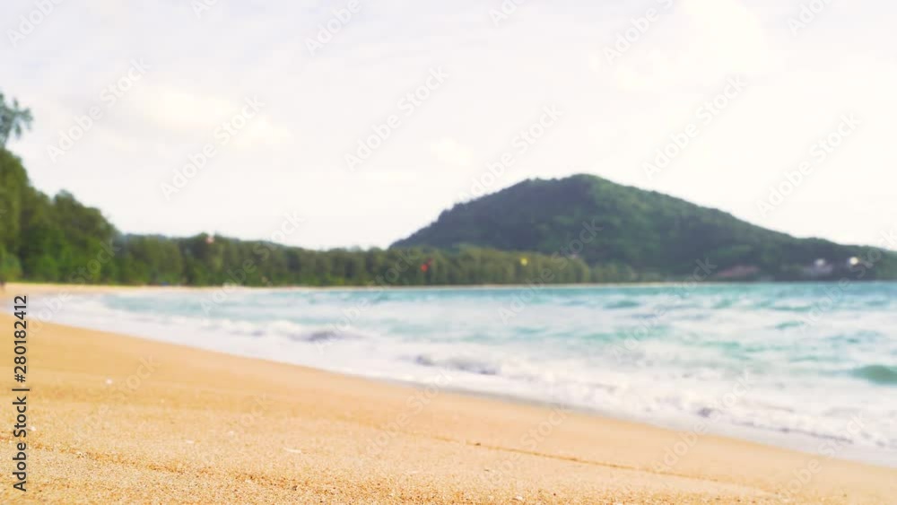 Beautiful wild island beach Phuket Thailand sea and white sand and blue sky. Amazing summer travel vacation beach background. Turquoise sea water and trees. Beautiful wild island beach Phuket Thailand sea and white sand and blue sky. Amazing summer travel vacation beach background. Turquoise sea water and trees.