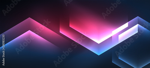 Neon shiny color lines background. Abstract colorful web template Geometric modern technology concept.