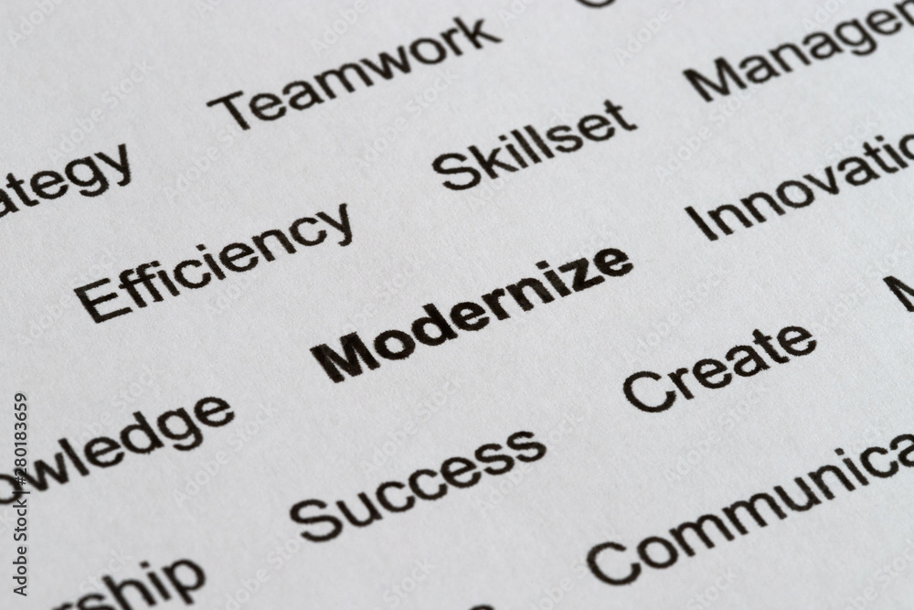 Business Management Buzzwords in Printed Paper Business Management Buzzwords in Printed Paper