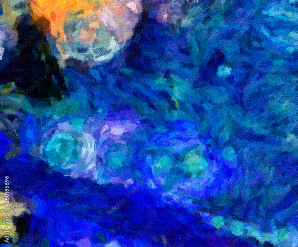 Abstract texture background. Digital painting in Vincent Van Gogh style artwork. Hand drawn artistic pattern. Modern art. Good for printed pictures, postcards, posters or wallpapers and textile print. Abstract texture background. Digital painting in Vincent Van Gogh style artwork. Hand drawn artistic pattern. Modern art. Good for printed pictures, postcards, posters or wallpapers and textile print.
