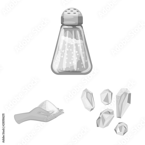 Vector illustration of salt and food symbol. Set of salt and mineral stock symbol for web.