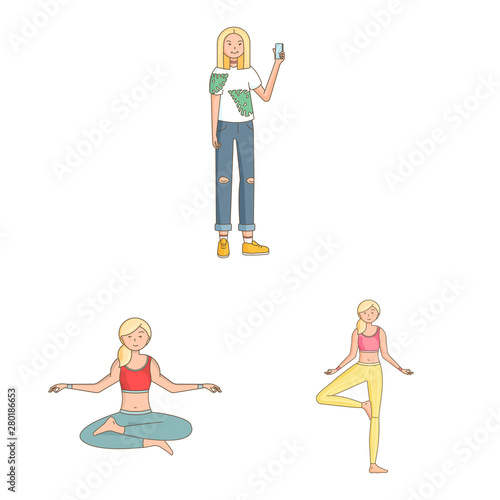 Vector illustration of woman and body logo. Collection of woman and style vector icon for stock.