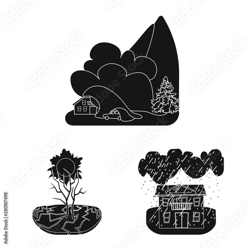 Vector design of calamity and crash symbol. Set of calamity and disaster vector icon for stock.
