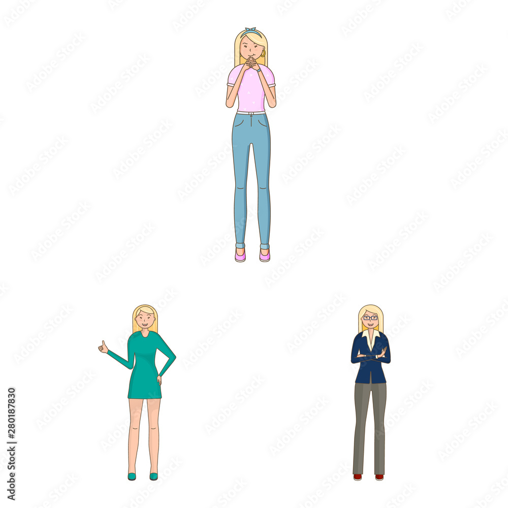 Vector illustration of woman and body sign. Set of woman and style stock symbol for web. Vector illustration of woman and body sign. Set of woman and style stock symbol for web.