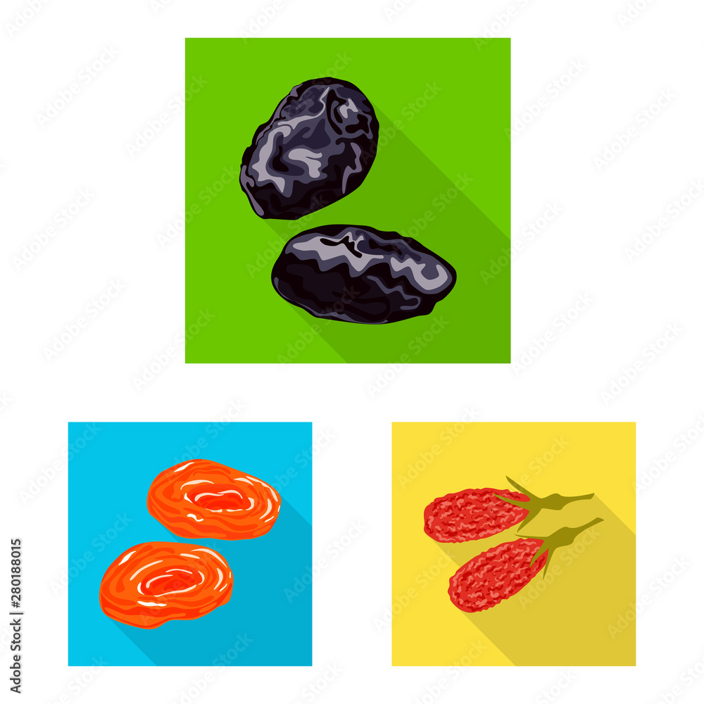 Vector design of fruit and dried logo. Collection of fruit and food stock vector illustration.