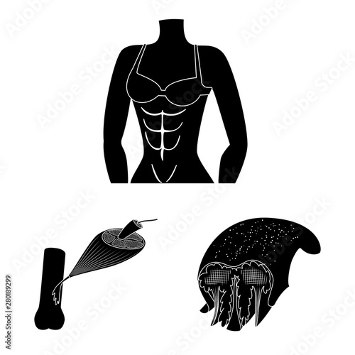 Vector design of human and body sign. Set of human and cells stock vector illustration.