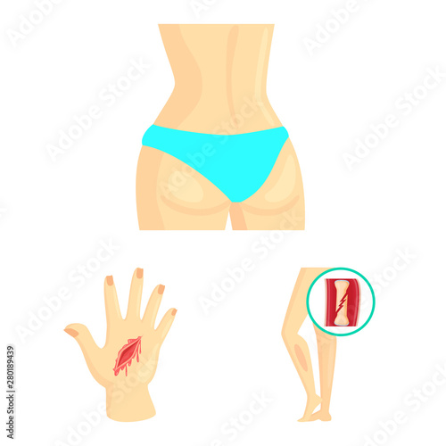 Isolated object of pain and disease sign. Collection of pain and injury vector icon for stock.