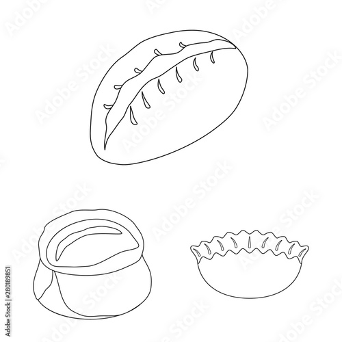Vector illustration of food and dish sign. Set of food and cooking stock vector illustration.