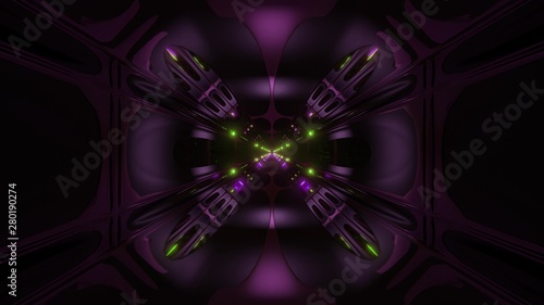 futuristic science-fiction alien style tunnel corridor 3d illustration vjloop background photo