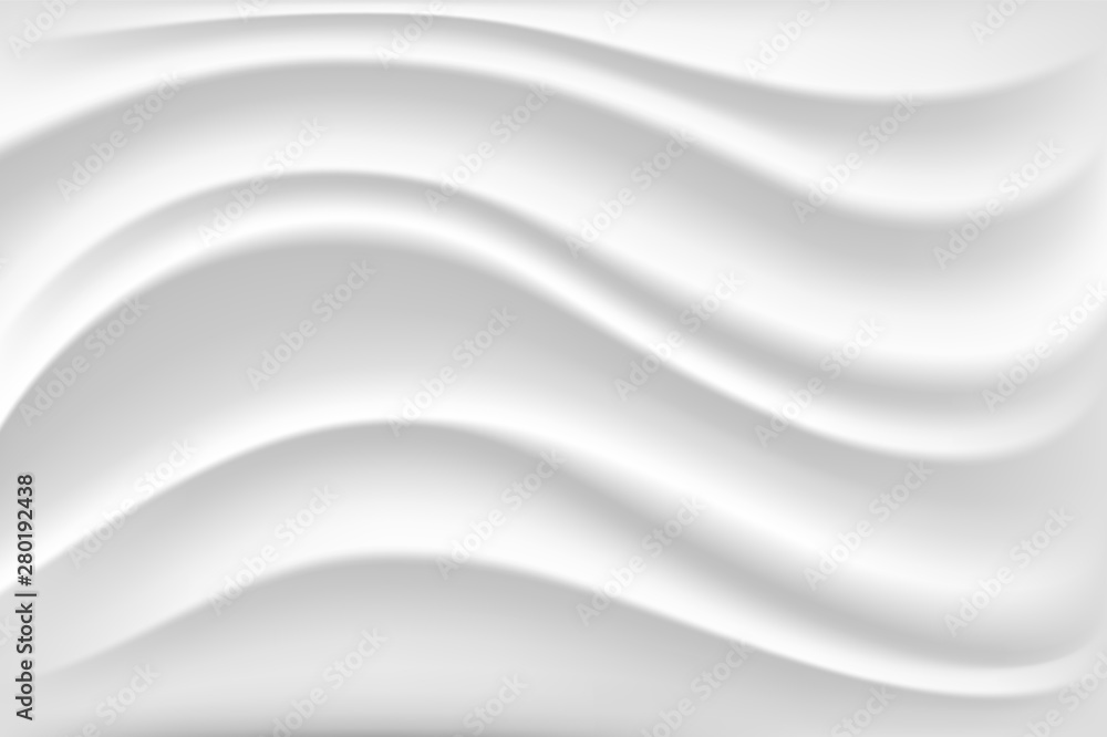Cream wave texture in white color - obrazy, fototapety, plakaty 