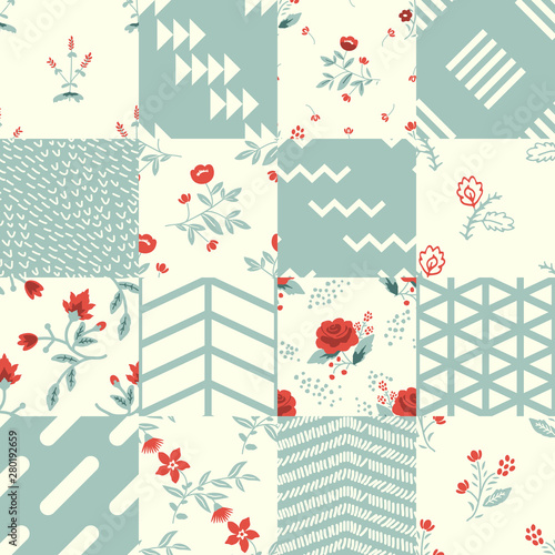 Seamless floral patchwork