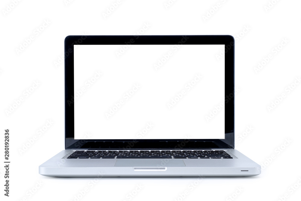 Laptop computer with blank screen isolated on white background, with selection path. Laptop computer with blank screen isolated on white background, with selection path.