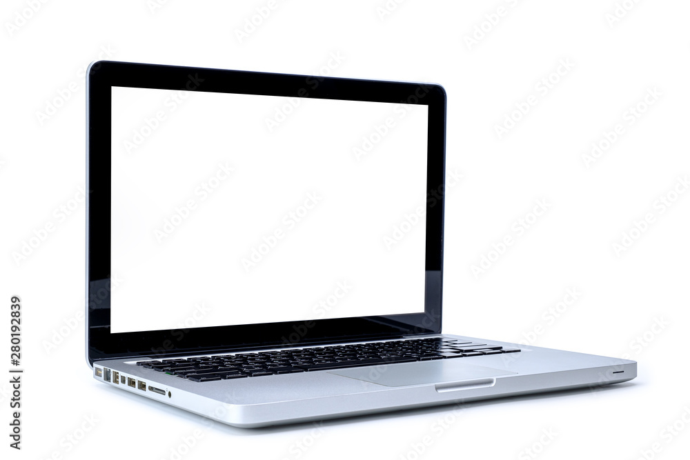 Laptop computer with blank screen isolated on white background, with selection path. Laptop computer with blank screen isolated on white background, with selection path.