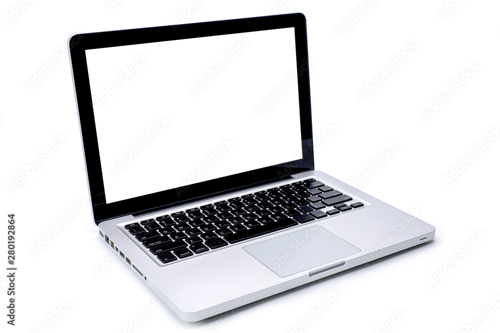 Laptop computer with blank screen isolated on white background, with selection path. Laptop computer with blank screen isolated on white background, with selection path.