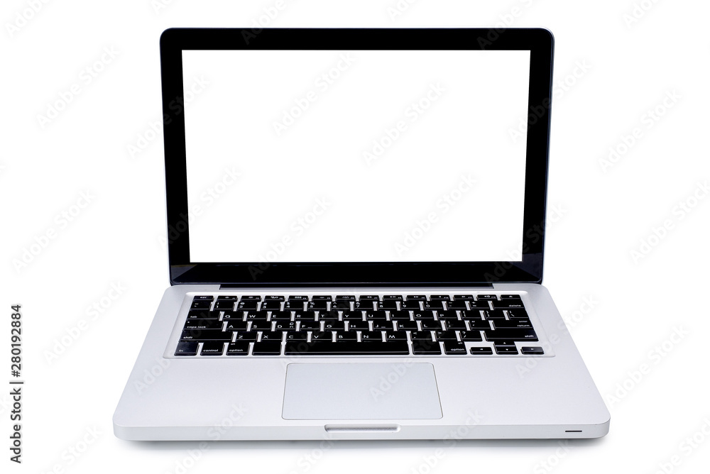 Laptop computer with blank screen isolated on white background, with selection path. Laptop computer with blank screen isolated on white background, with selection path.