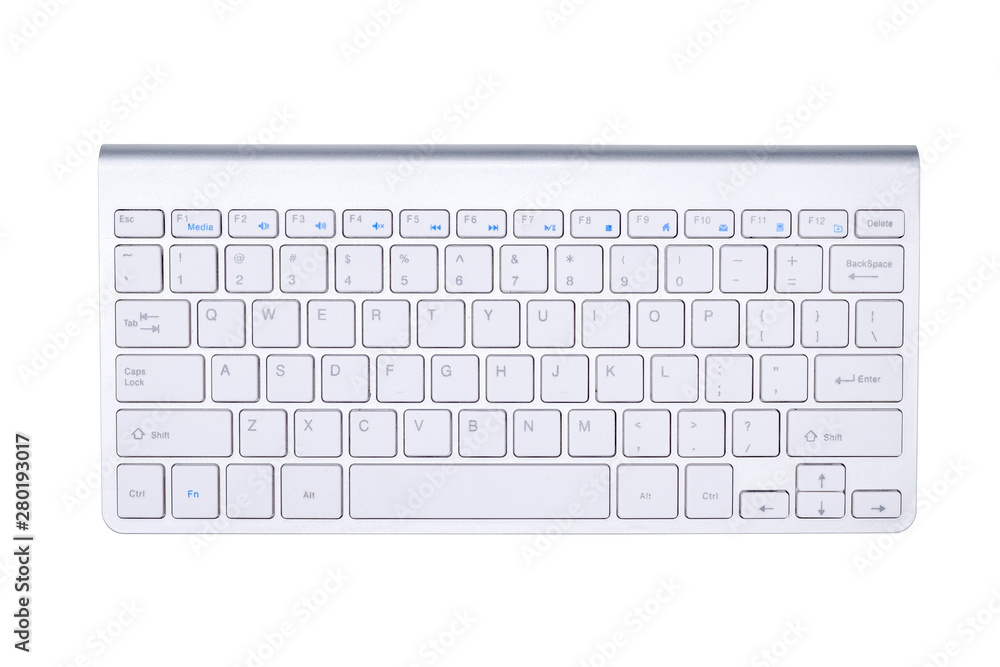 Keyboard wireless isolated on white background, with selection path.