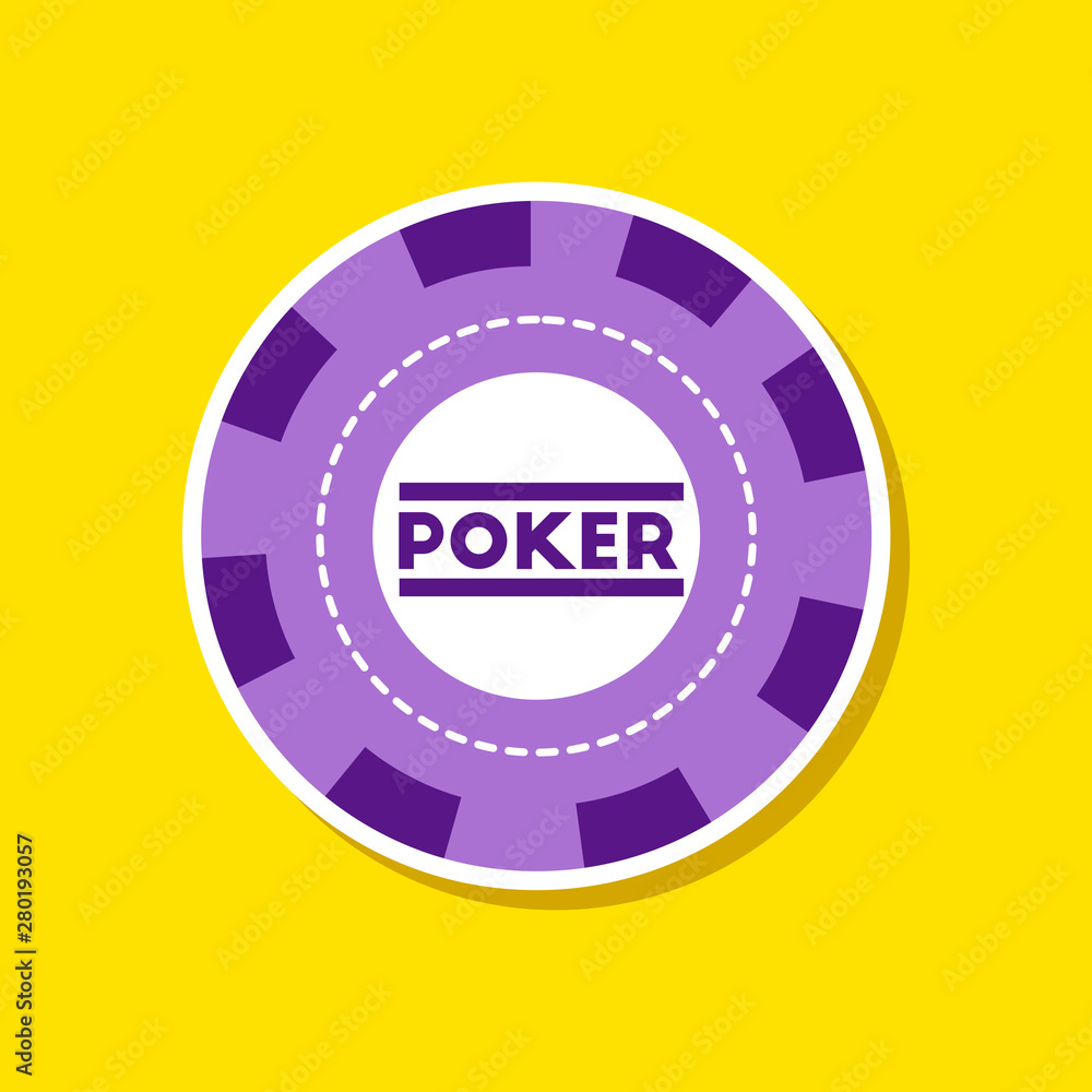 Fototapeta premium paper sticker on stylish background single poker chips