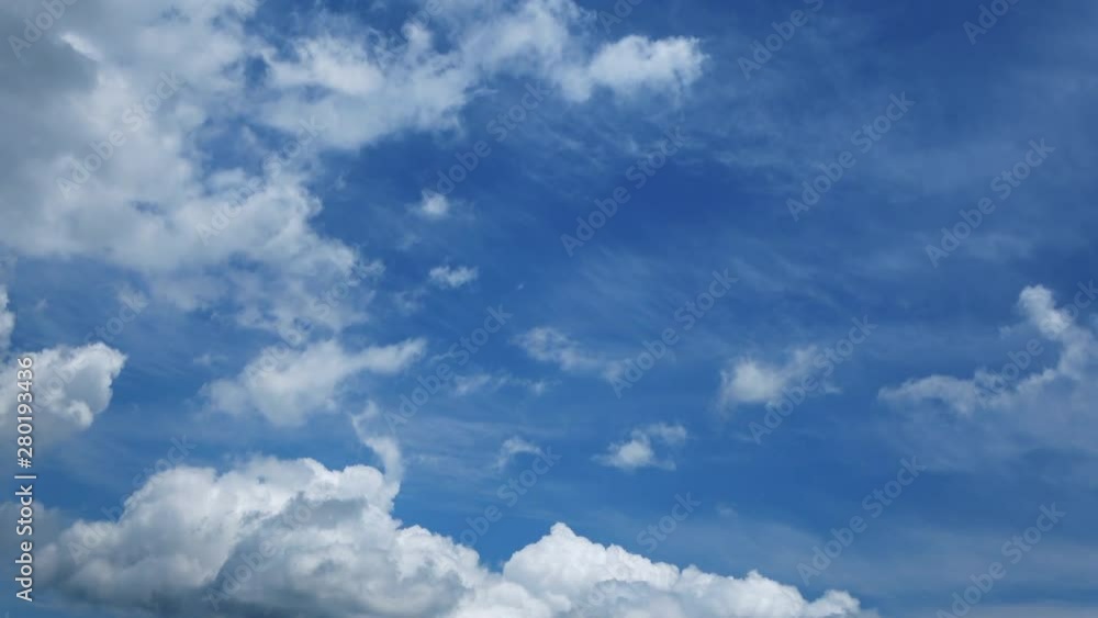 Timelapse shot of the blue sky with clouds, 4K