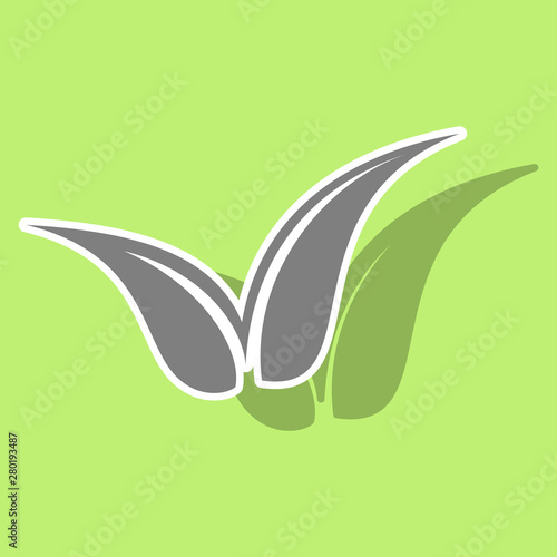 Sticker Leaves Vector Logo Template