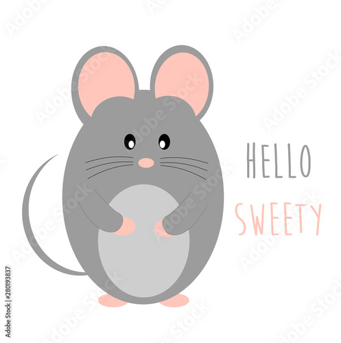 Billede på lærred Baby mouse animal cute vector illustration