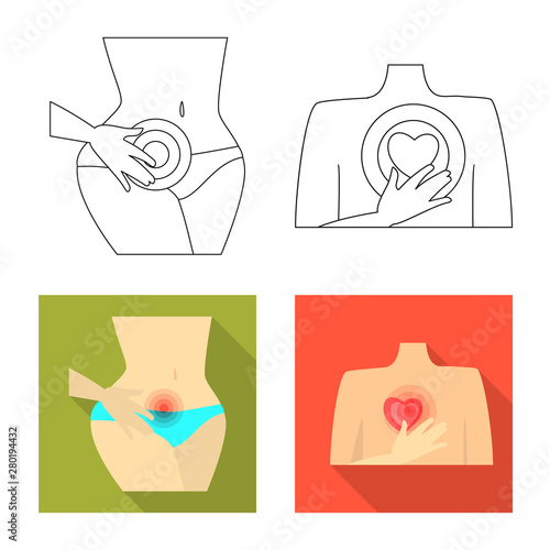 Vector design of hospital and rendering sign. Set of hospital and help stock vector illustration.