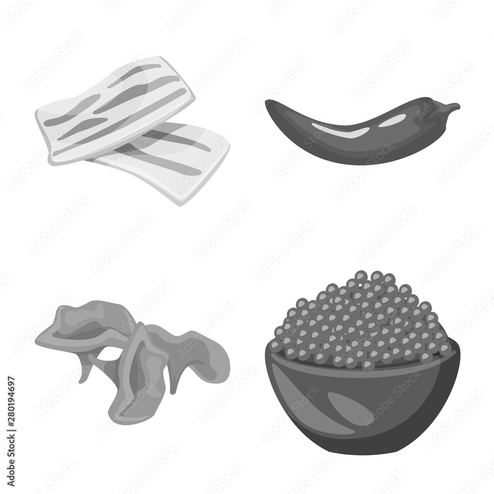 Obraz premium Vector illustration of spices and aroma symbol. Set of spices and product stock symbol for web.