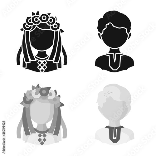 Isolated object of imitator and resident logo. Set of imitator and culture stock vector illustration.